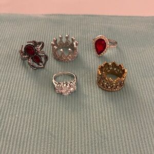 Elegant Silver and Gold Crown Ring Set